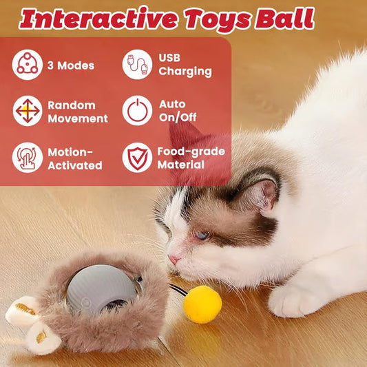 🐾Plush Interactive Electric Rolling Ball – Smart Cat Toy for Indoor and Outdoor Fun 🎉🐱