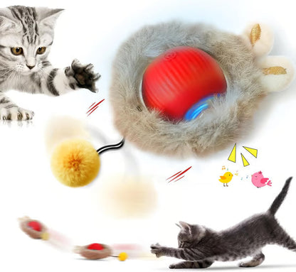 🐾Plush Interactive Electric Rolling Ball – Smart Cat Toy for Indoor and Outdoor Fun 🎉🐱